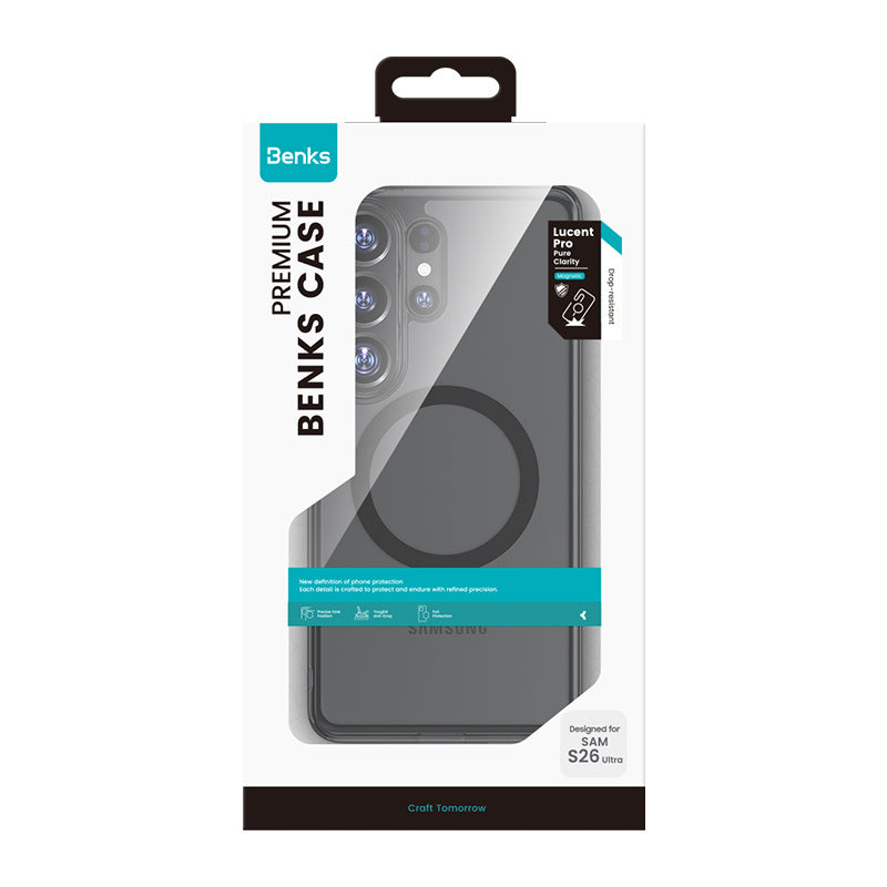 Benks Crystal Serisi Galaxy S26 Ultra M-safe Şarj Özellikli Şeffaf Telefon Kılıfı