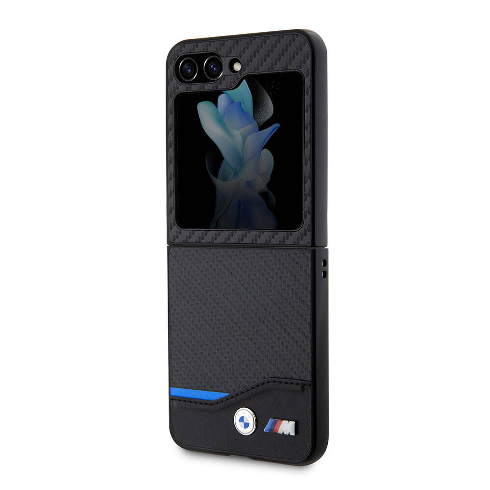 BMW Galaxy Z Flip 5 Orjinal Lisanslı M Logolu PU Karbon Kılıf