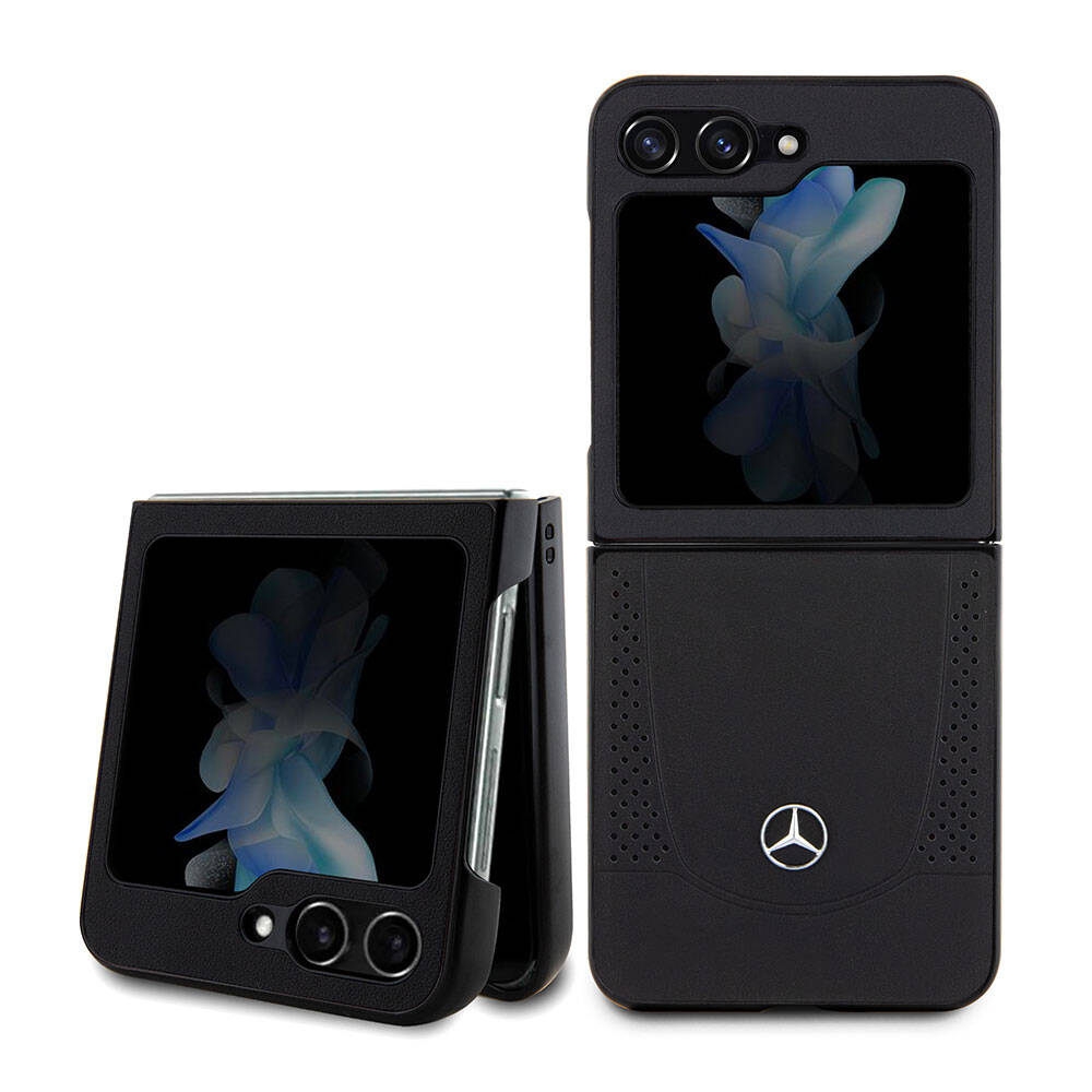Mercedes Benz Galaxy Z Flip 5 Orjinal Lisanslı Metal Yıldız Logolu Urban Deri Kılıf