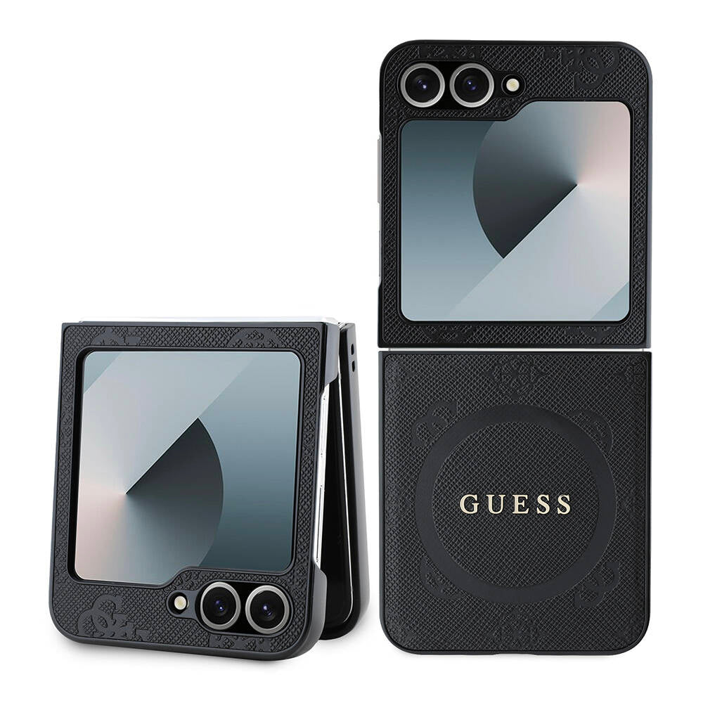 Guess Galaxy Z Flip 6 Orjinal Lisanslı Magsafe Şarj Özellikli Saffiano Metal Logo Telefon Kılıfı - 1