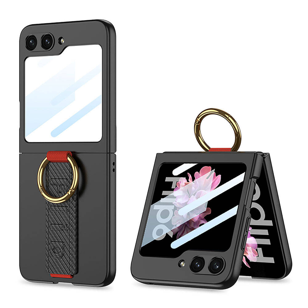 Cepax Galaxy Z Flip 6 Kamera Korumalı Yüzüklü Karbon Tasarımlı Flip Ring Kıpta Kılıf