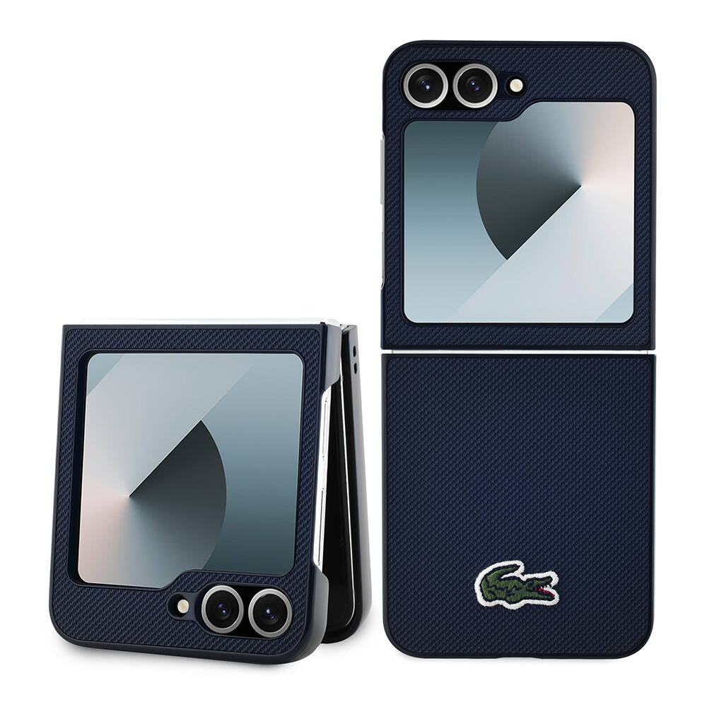 Lacoste Galaxy Z Flip 6 Orjinal Lisanslı Magsafe Şarj Özellikli Pike Desenli Arka Yüzey İkonik Timsah Dokuma Logolu Telefon Kılıfı - 1