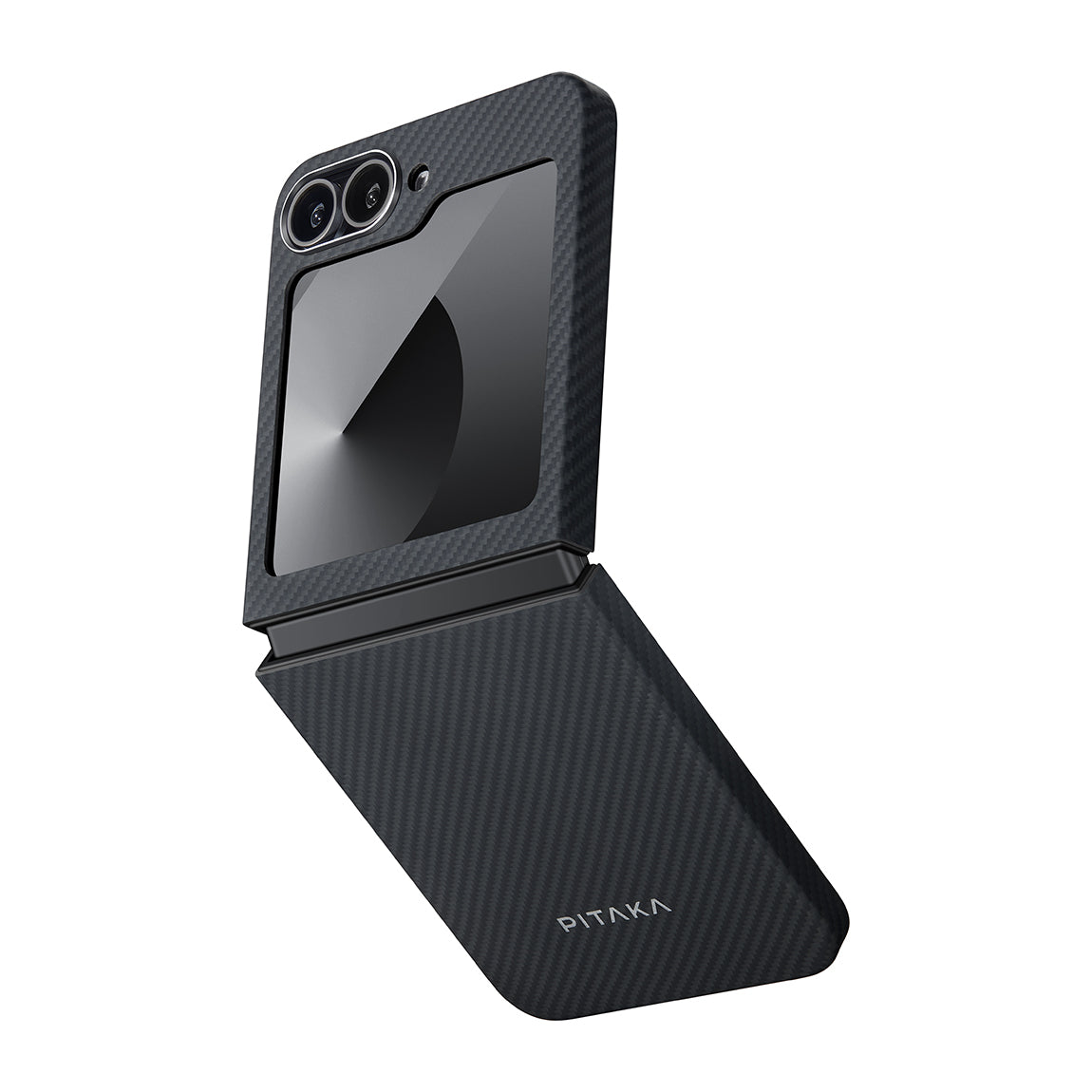 Pitaka Ultra-Slim Classic Serisi Galaxy Z Flip 6 M-safe Şarj Özellikli 600D Aramid Fiber Black-Grey Twill Kılıf