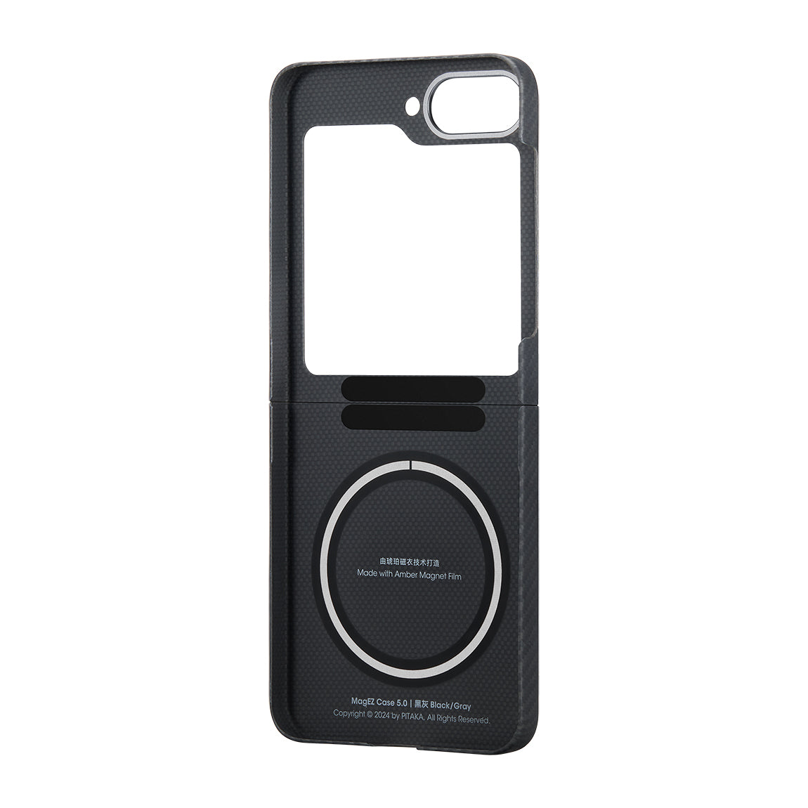 Pitaka Ultra-Slim Classic Serisi Galaxy Z Flip 6 M-safe Şarj Özellikli 600D Aramid Fiber Black-Grey Twill Kılıf