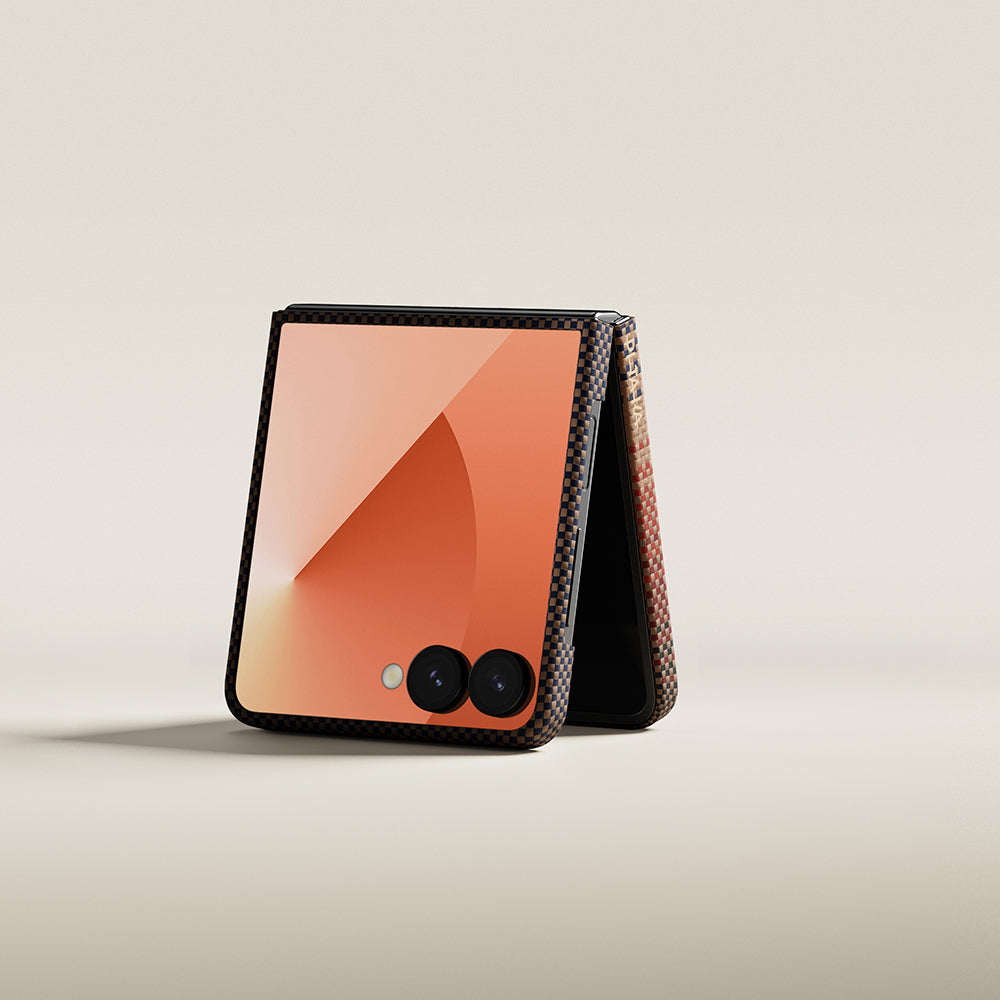 Pitaka Tactile Woven Sunset-Moonrise Serisi Galaxy Z Flip 7 M-safe Aramid Fiber Telefon Kılıfı