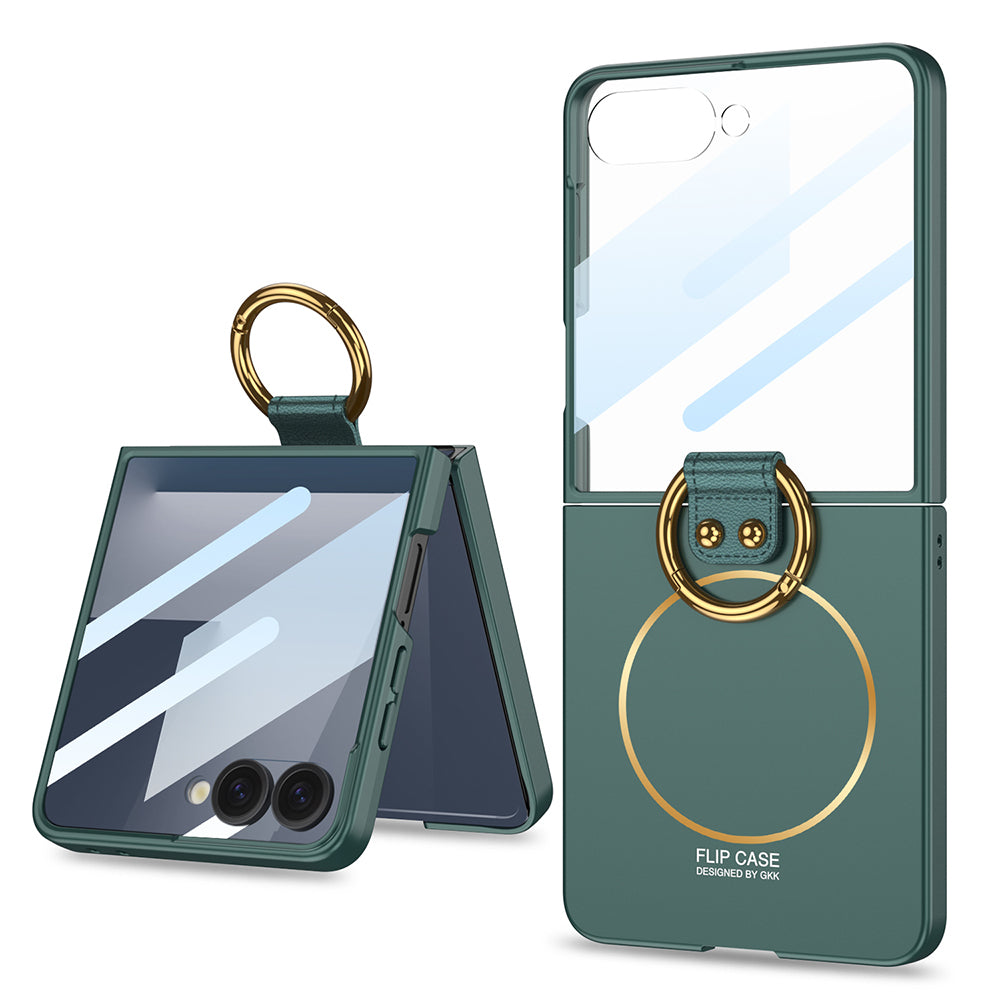 Cepax Galaxy Z Flip 7 M-safe Şarj Özellikli Kıpta Yüzüklü Flip Sert Kılıf