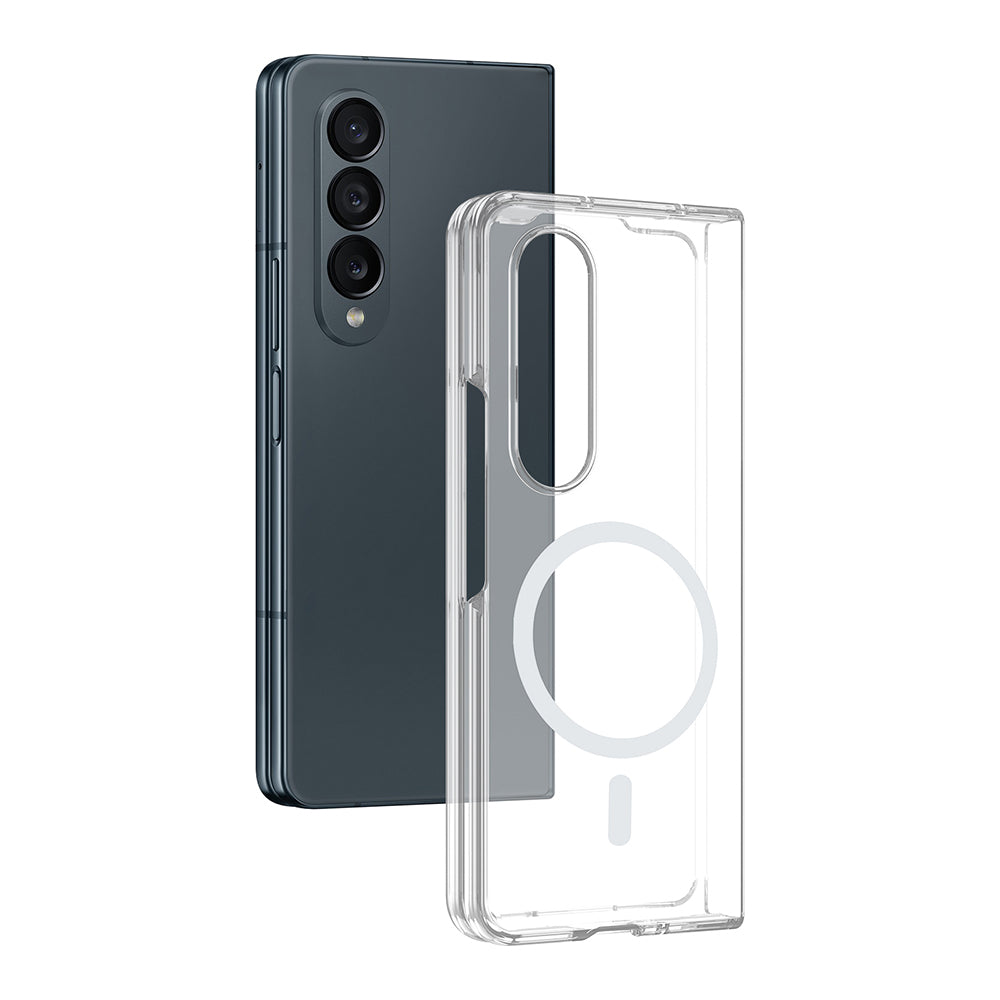 Cepax Galaxy Z Fold 4 Kamera Korumalı M-Safe Şarj Özellikli Şeffaf London Sert PC Kılıf