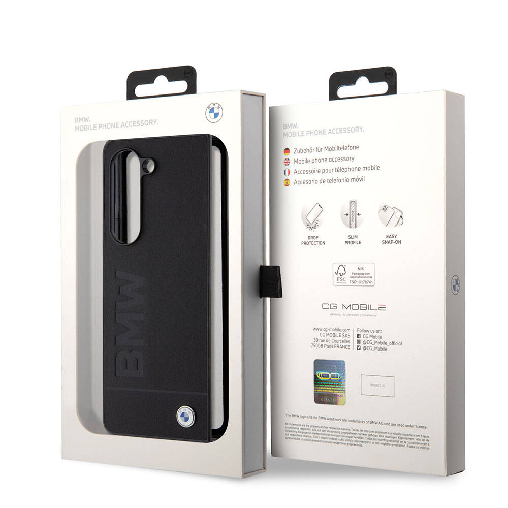 BMW Galaxy Z Fold 5 Orjinal Lisanslı Sıcak Damga Logolu Deri Kılıf