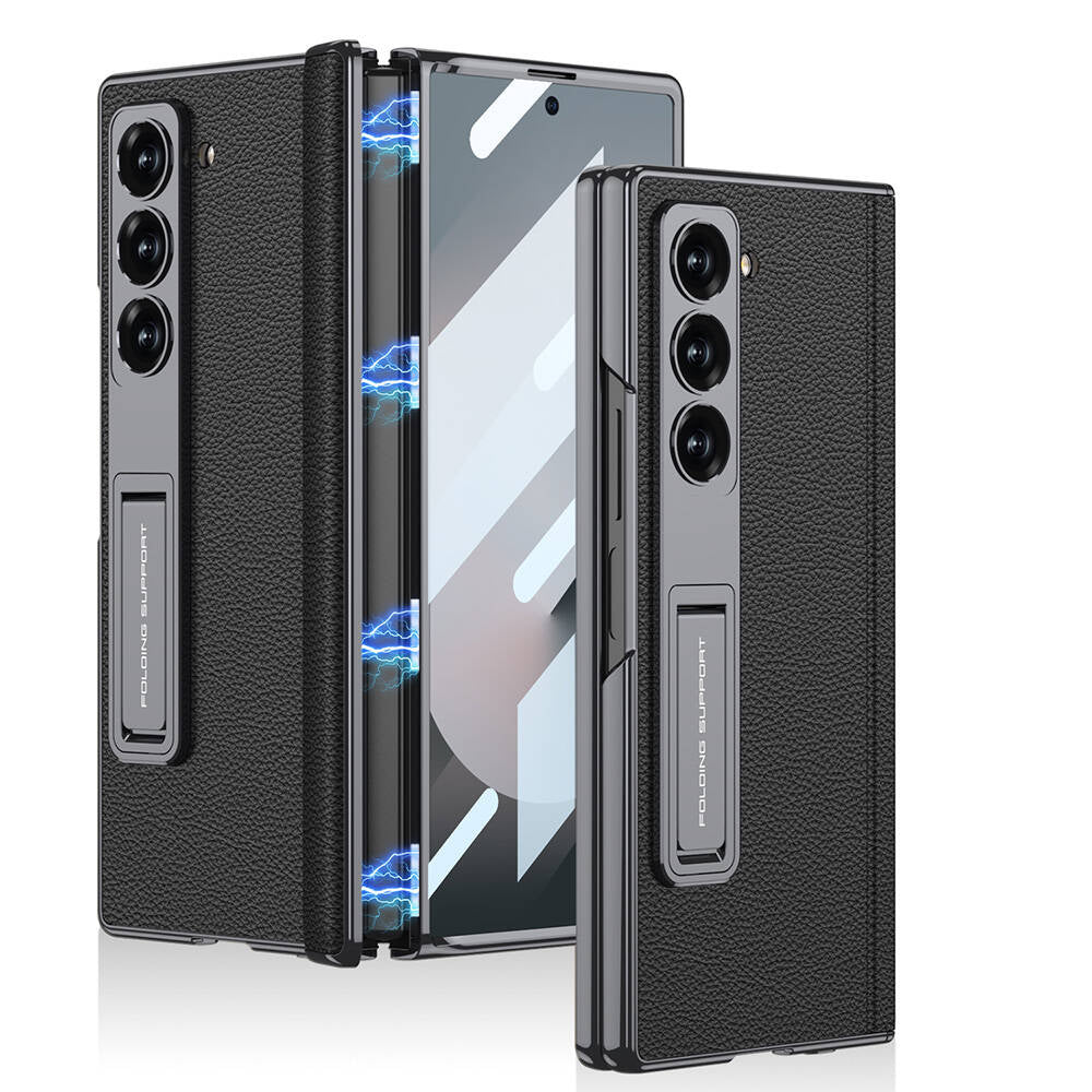 Cepax Galaxy Z Fold 6 Deri Standlı Kıpta Premium Kılıf