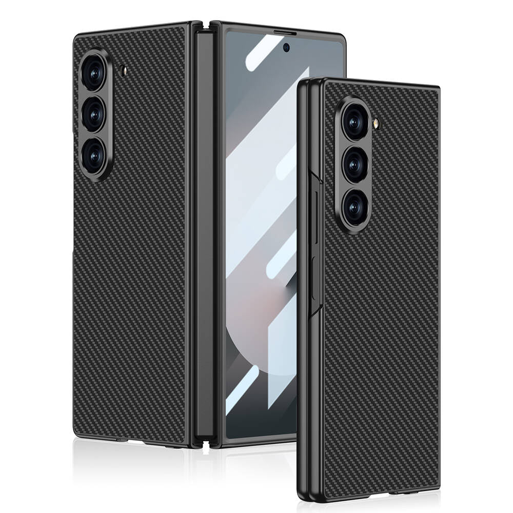 Cepax Galaxy Z Fold 6 Karbon Fiber Tasarımlı Titanyum Metal Kıpta Caz Kılıf