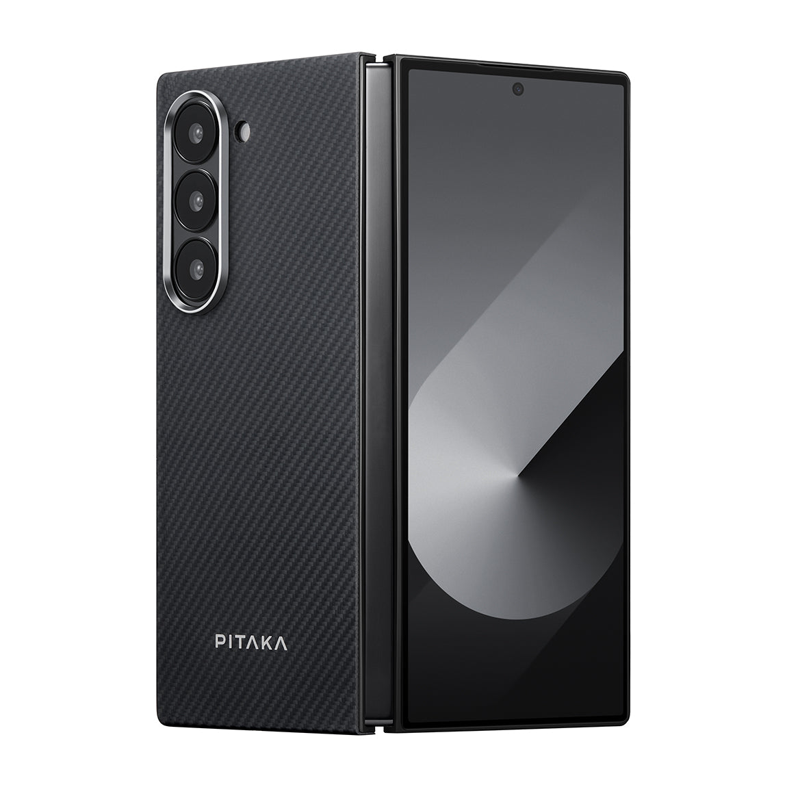 Pitaka Ultra-Slim Classic Serisi Galaxy Z Fold 6 M-safe Şarj Özellikli 600D Aramid Fiber Black-Grey Twill Kılıf