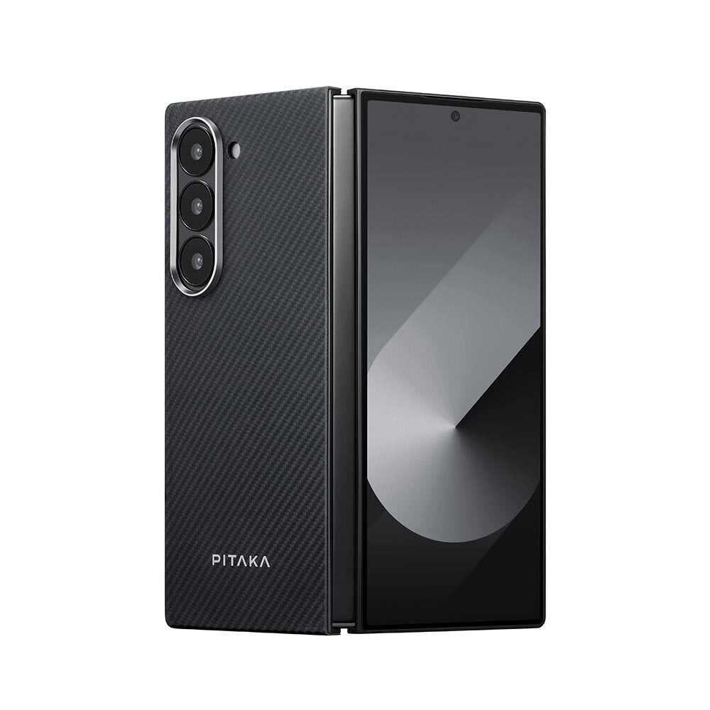 Pitaka Ultra-Slim Classic Serisi Galaxy Z Fold 6 M-safe Şarj Özellikli 600D Aramid Fiber Black-Grey Twill Kılıf