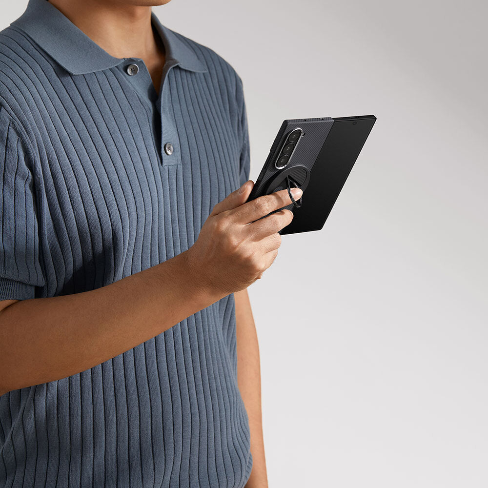 Pitaka Ultra-Slim Classic Serisi Galaxy Z Fold 6 M-safe Şarj Özellikli 600D Aramid Fiber Black-Grey Twill Kılıf