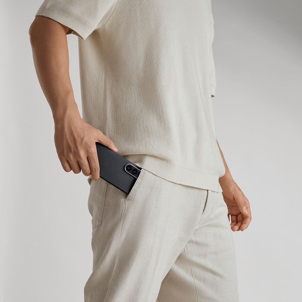 Pitaka Ultra-Slim Classic Serisi Galaxy Z Fold 6 M-safe Şarj Özellikli 600D Aramid Fiber Black-Grey Twill Kılıf