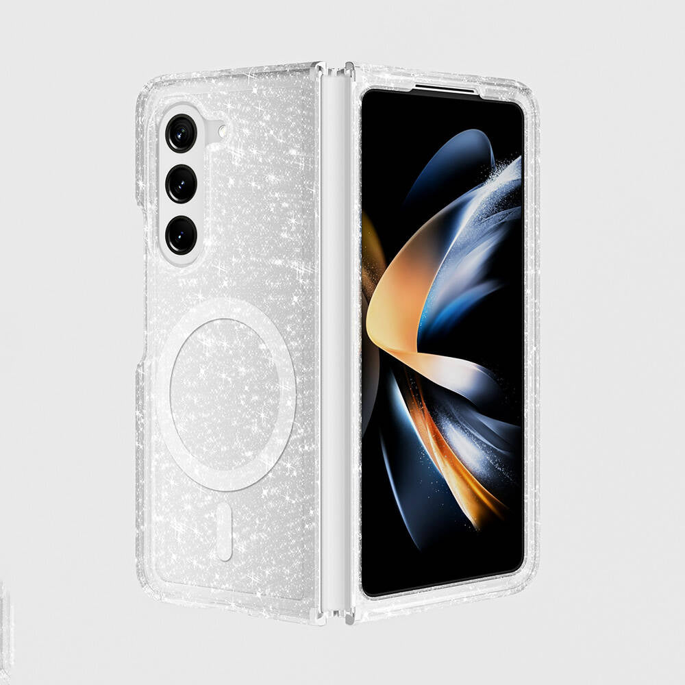 Cepax Galaxy Z Fold 6 M-safe Şarj Özellikli Parlayan Simli Saydam Renkli Allstar Kılıf