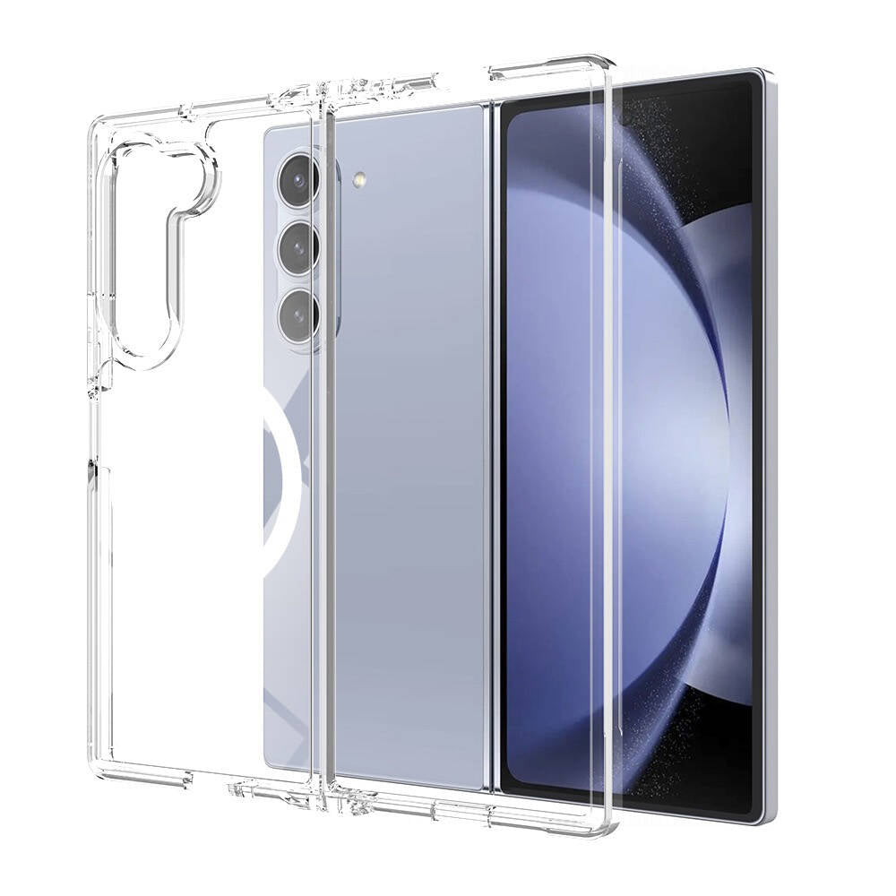 Cepax Galaxy Z Fold 6 M-safe Şarj Özellikli Şeffaf Sert PC Embos Kılıf