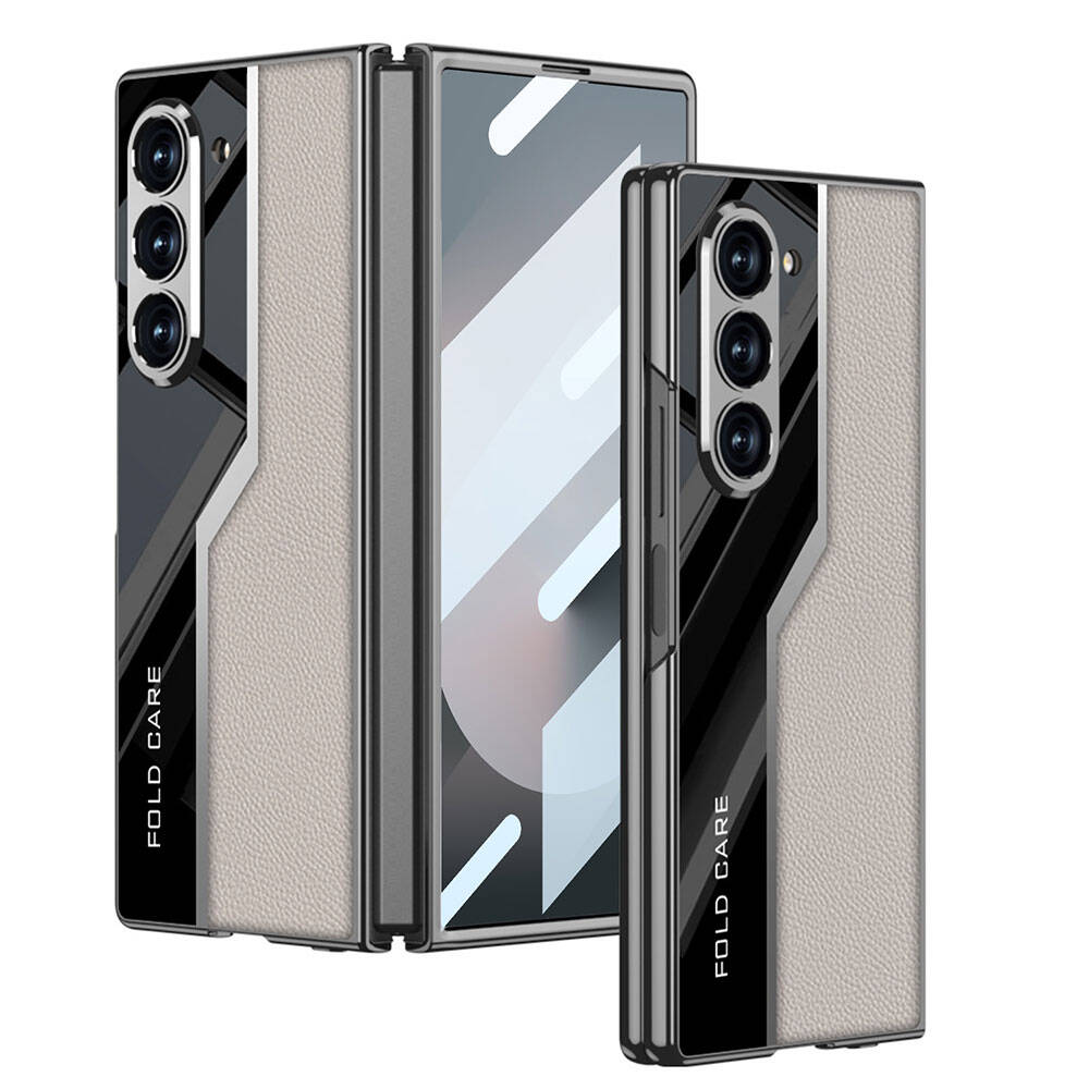 Cepax Galaxy Z Fold 6 Ultra İnce Kamera Korumalı PC + Deri Arka Yüzey Kıpta Poligan Kılıf