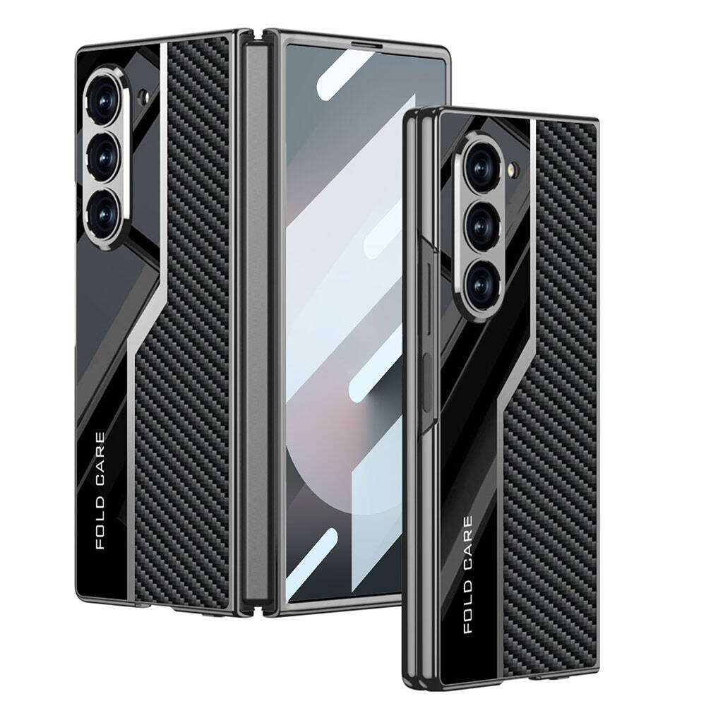 Cepax Galaxy Z Fold 6 Ultra İnce Kamera Korumalı PC + Karbon Fiber Tasarımlı Arka Yüzey Kıpta Poligan Kılıf