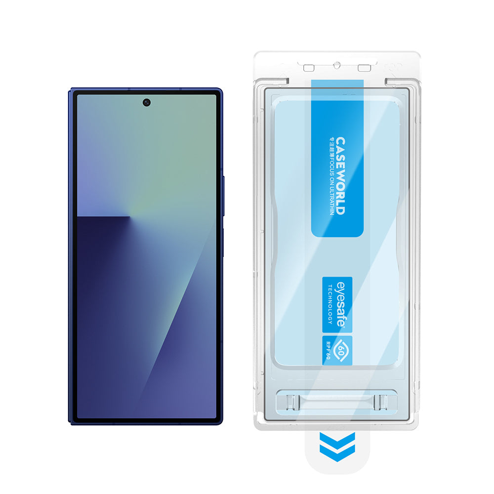 CaseWorld Applicator Serisi Galaxy Z Fold 7 2.5D Eyesafe Mavi Işık Teknolojili 0.33mm Temperli Cam Ekran Koruyucu+ Uygulama Aparatı