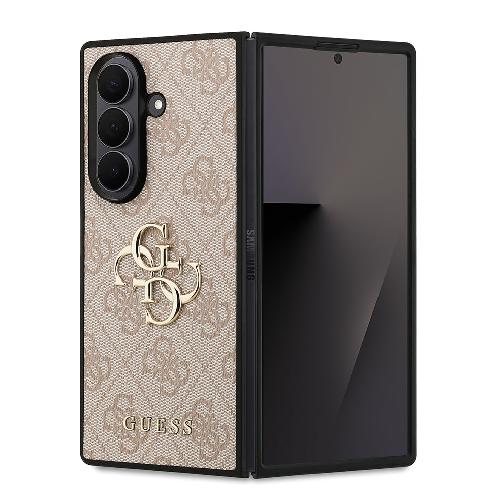 Guess Galaxy Z Fold 7 Orjinal Lisanslı PU Deri Büyük Metal Logo Dizaynlı Telefon Kılıfı