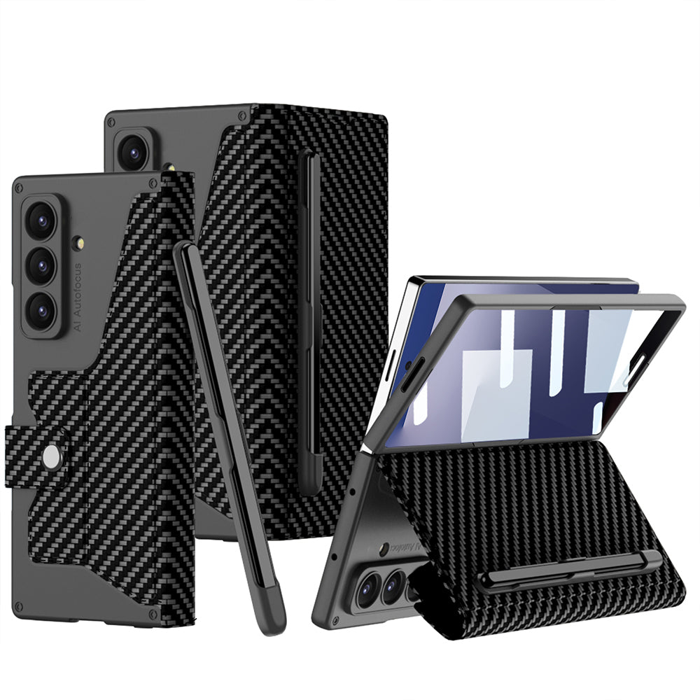 Cepax Galaxy Z Fold 7 Kamera Korumalı Karbon Tasarımlı Kıpta Kalem Bölmeli Fest Kılıf
