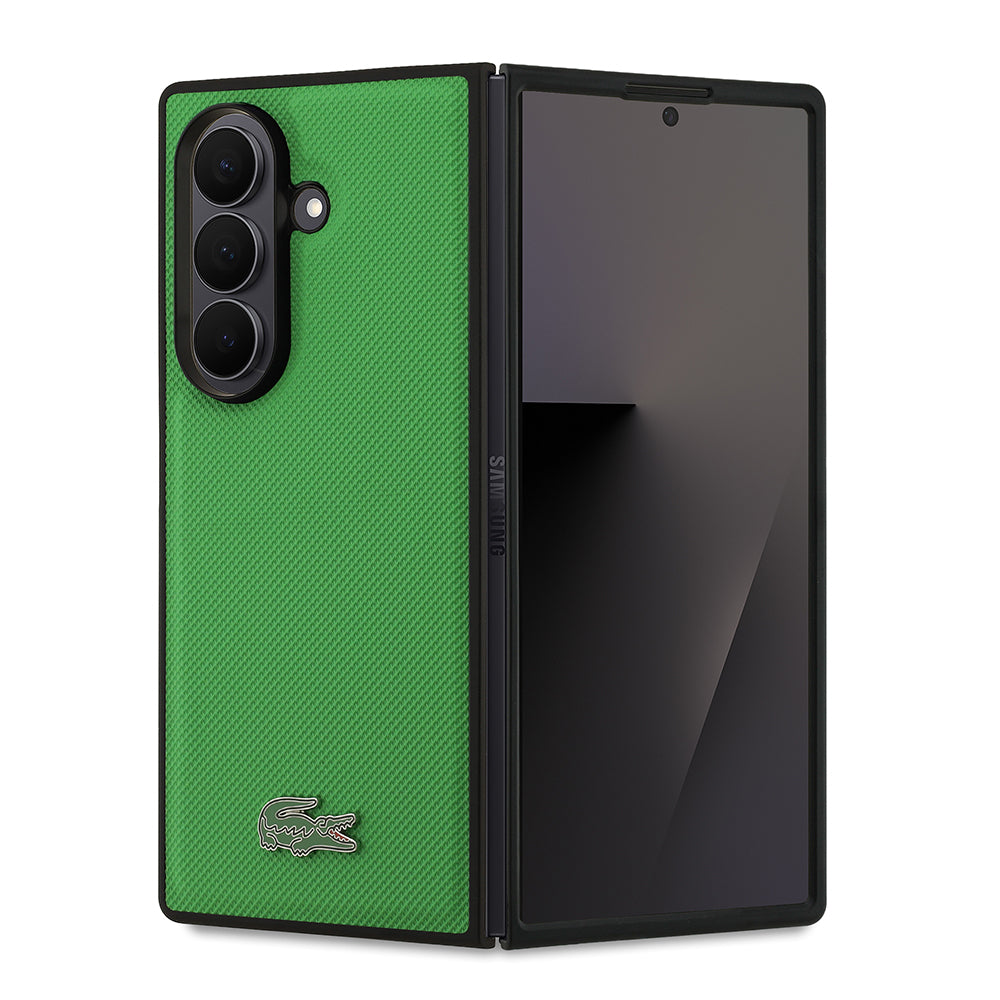 Lacoste Galaxy Z Fold 7 Orjinal Lisanslı M-safe Pike Desenli Arka Yüzey İkonik Timsah Metal Logolu Telefon Kılıfı