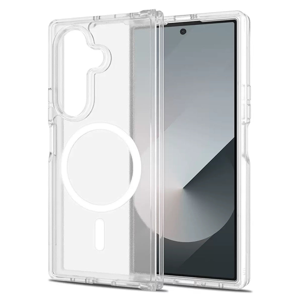 Cepax Galaxy Z Fold 7 M-safe Şarj Özellikli Şeffaf Sert PC Embos Kılıf