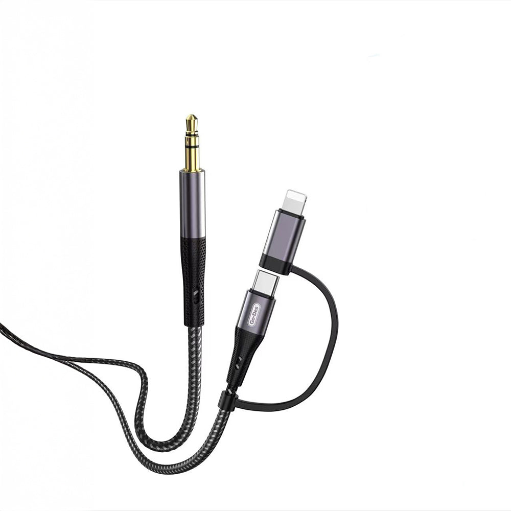 Go Des GAC-172 2in1 Type-C & Lightning to 3.5mm AUX Audio Kablo 1M