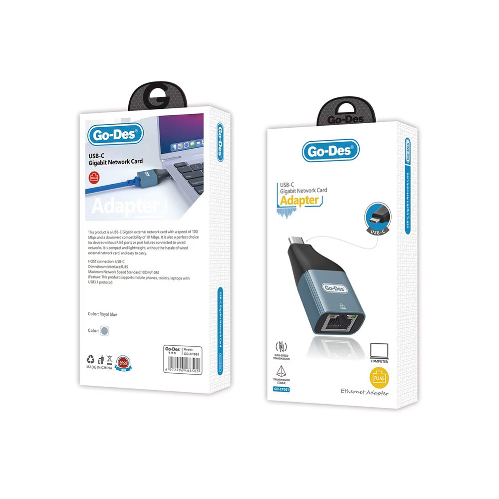 Go-Des GD-CT061 RJ45 to Type-C Ethernet Dönüştürücü OTG 100Mbps