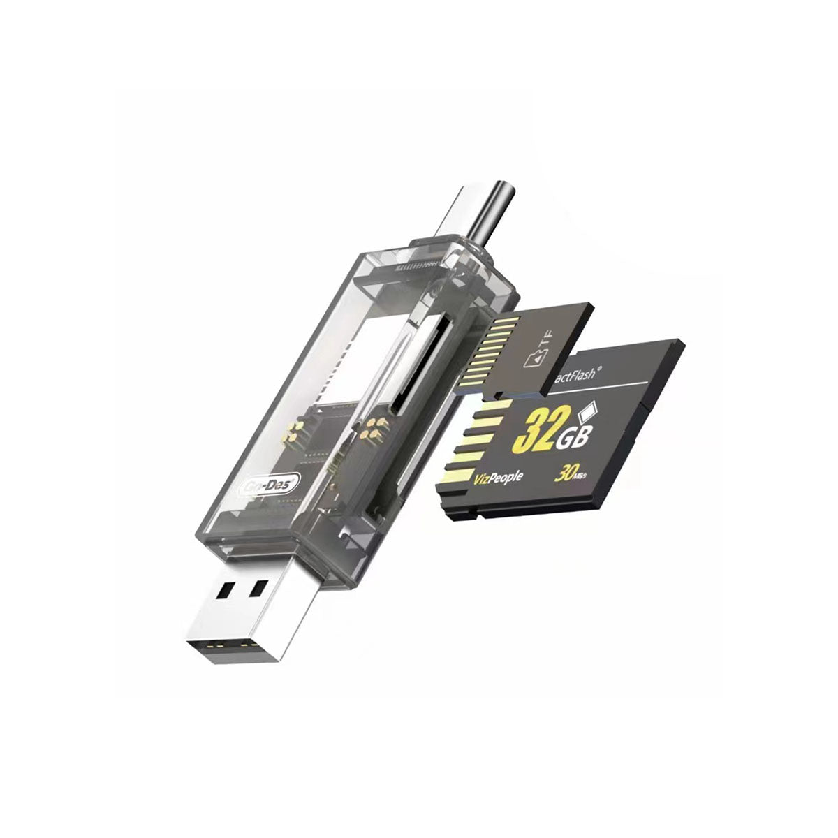 Go-Des GD-DK006 Type-C & USB-A Çıkışlı 4 in 1 OTG Hafıza Kart Okuyucu