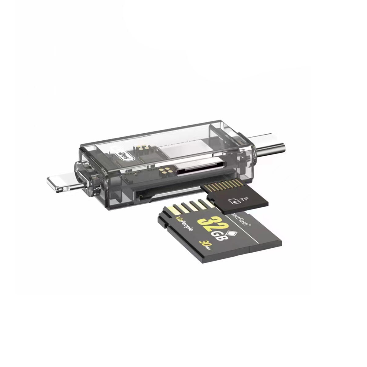 Go-Des GD-DK007 Type-C & Lightning Çıkışlı 4 in 1 OTG Hafıza Kart Okuyucu