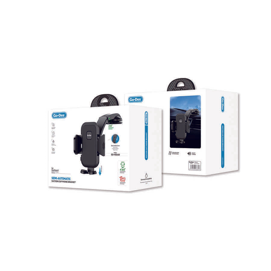 Go Des GD-HD648 Araç İçi Telefon Tutucu 360 Oynar Başlıklı Vantuzlu Tasarım - 2