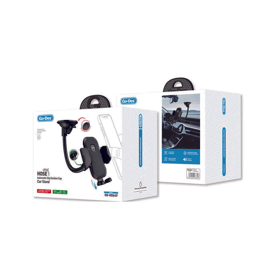 Go Des GD-HD649 Araç İçi Telefon Tutucu 360 Oynar Başlıklı Vantuzlu Tasarım - 2