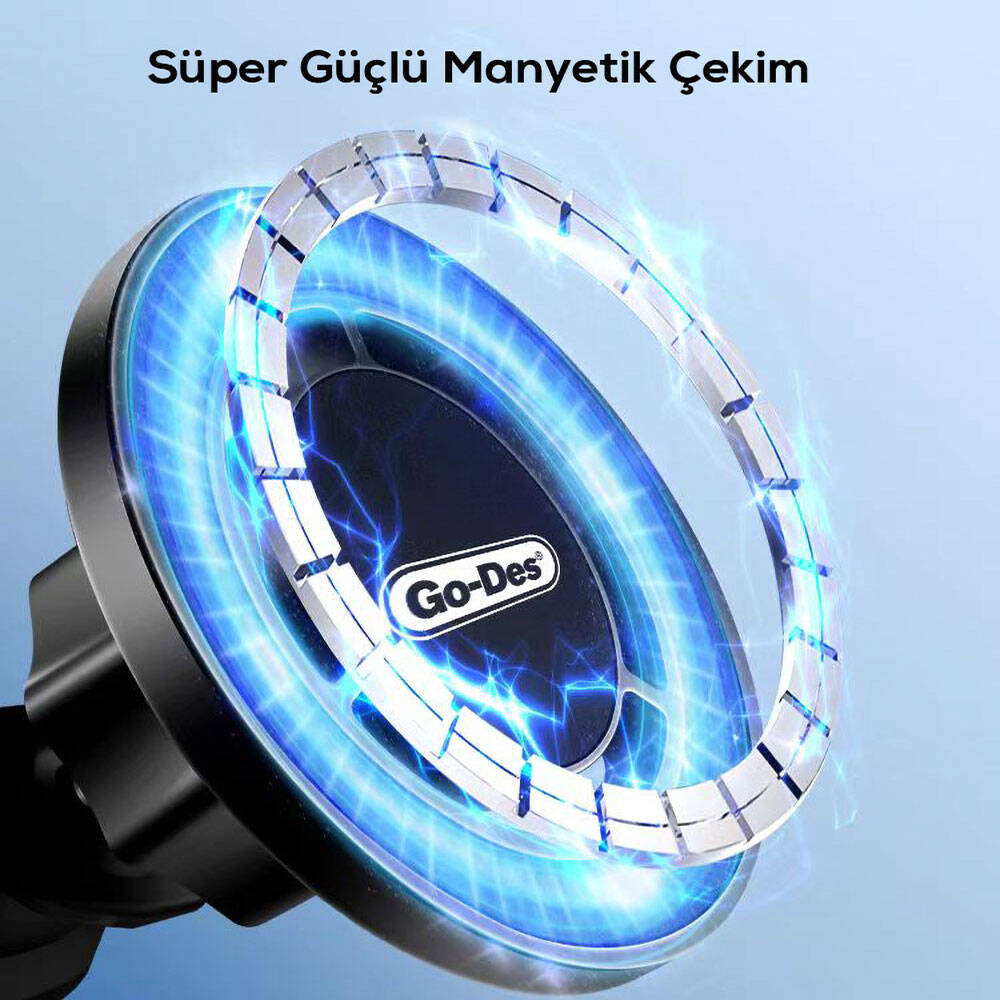 Go Des GD-HD911 M-safe Magnetik Özellikli 360° Dönebilen Havalandırma ve Düz Zemin Telefon Tutucu