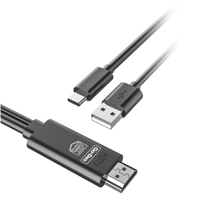 Go-Des GD-HM817 2in1 4K UHD 1.8 Metre HDMI Kablo - 1