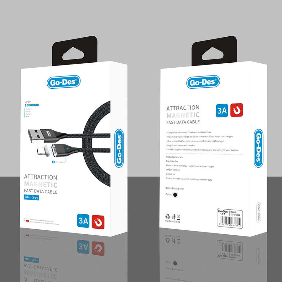 Go-Des GD-UC504 Attraction Magnetic Type-C USB Hızlı Şarj-Data Kablosu