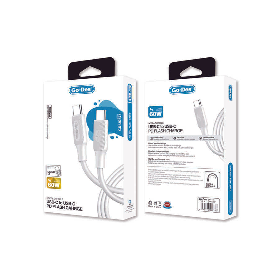 Go-Des GD-UC571 Type-C to Type-C PD Hızlı Şarj Kablosu 60W 1 Metre