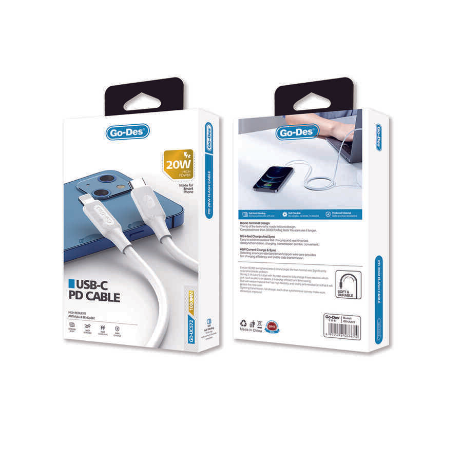 Go-Des GD-UC572 Type-C to Lightning PD Hızlı Şarj Kablosu 20W 1 metre