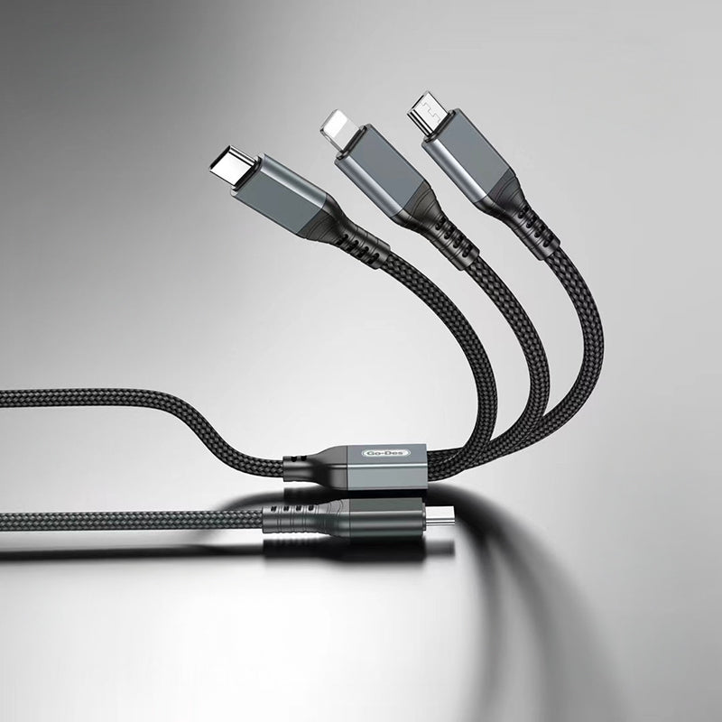 Go Des GD-UC617 3in1 Type-C to Lightning – Type-C – Micro USB Ultra Hızlı PD Şarj Kablosu 100W 1.2M