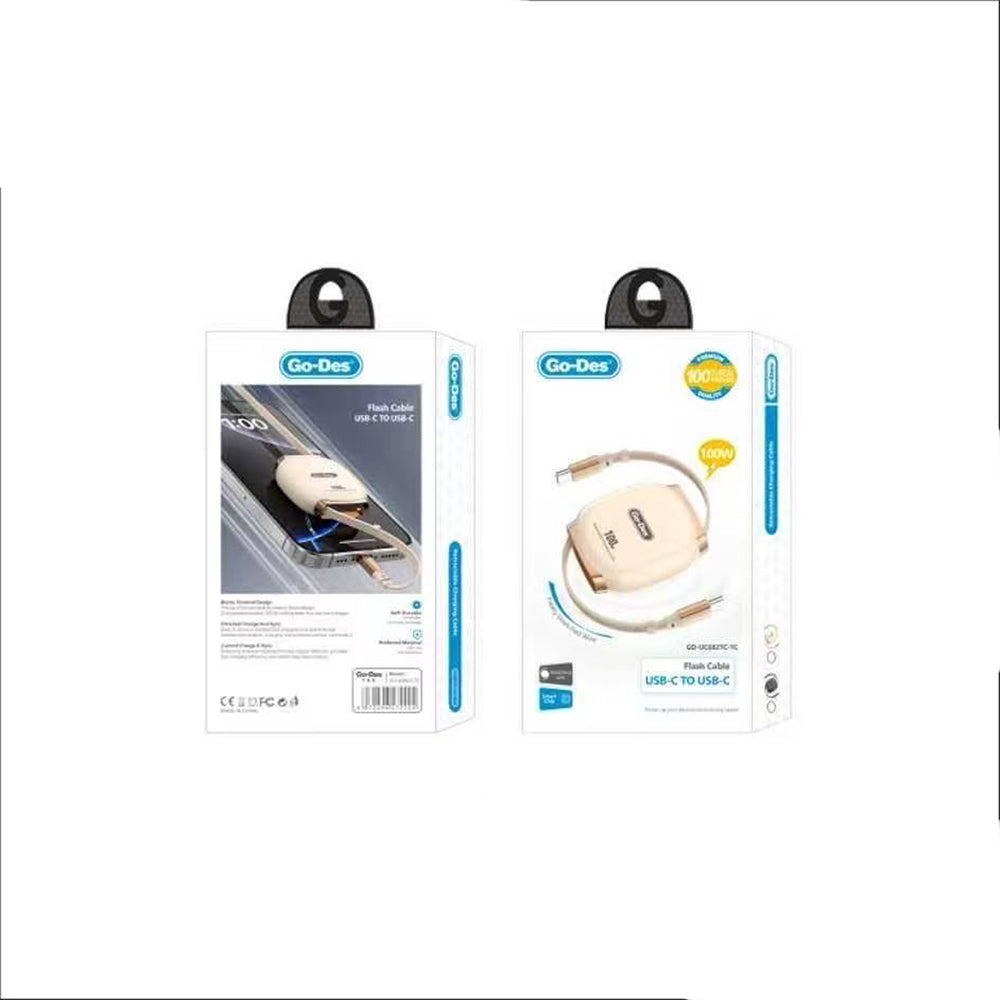 Go-Des GD-UC682 Type-C to Type-C 100W Makaralı Data ve Şarj Kablosu