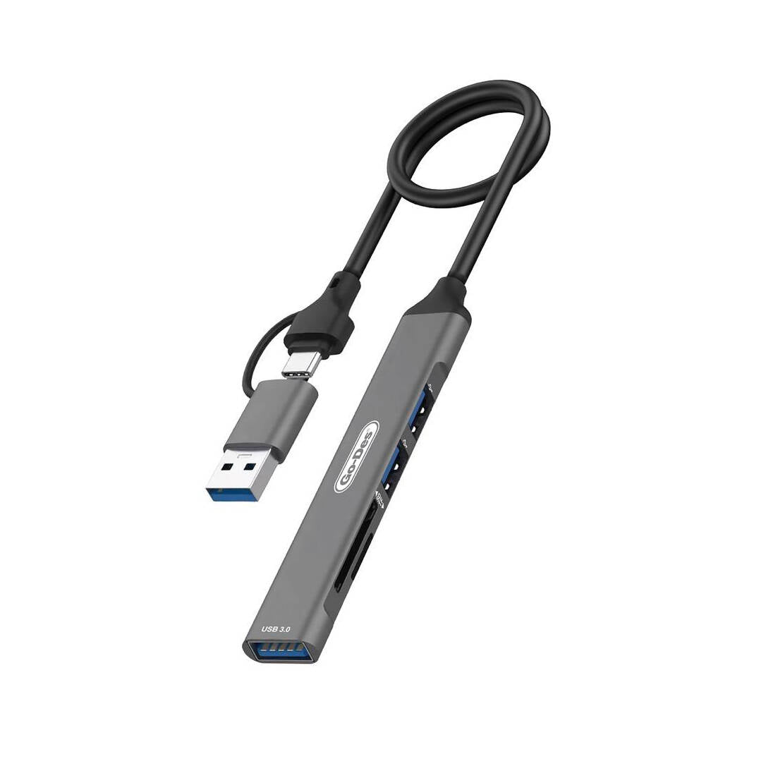 Go-Des GD-UC707 USB3.0 + USB2.0 + SD/TF Bağlantılı Type-C USB-A 5in2 Hub