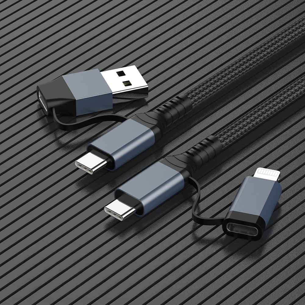 Go Des GD-UC809 4in1 PD Çoklu USB-A + Type-C to Type-C + Lightning Şarj ve Data Kablosu 100W 120cm