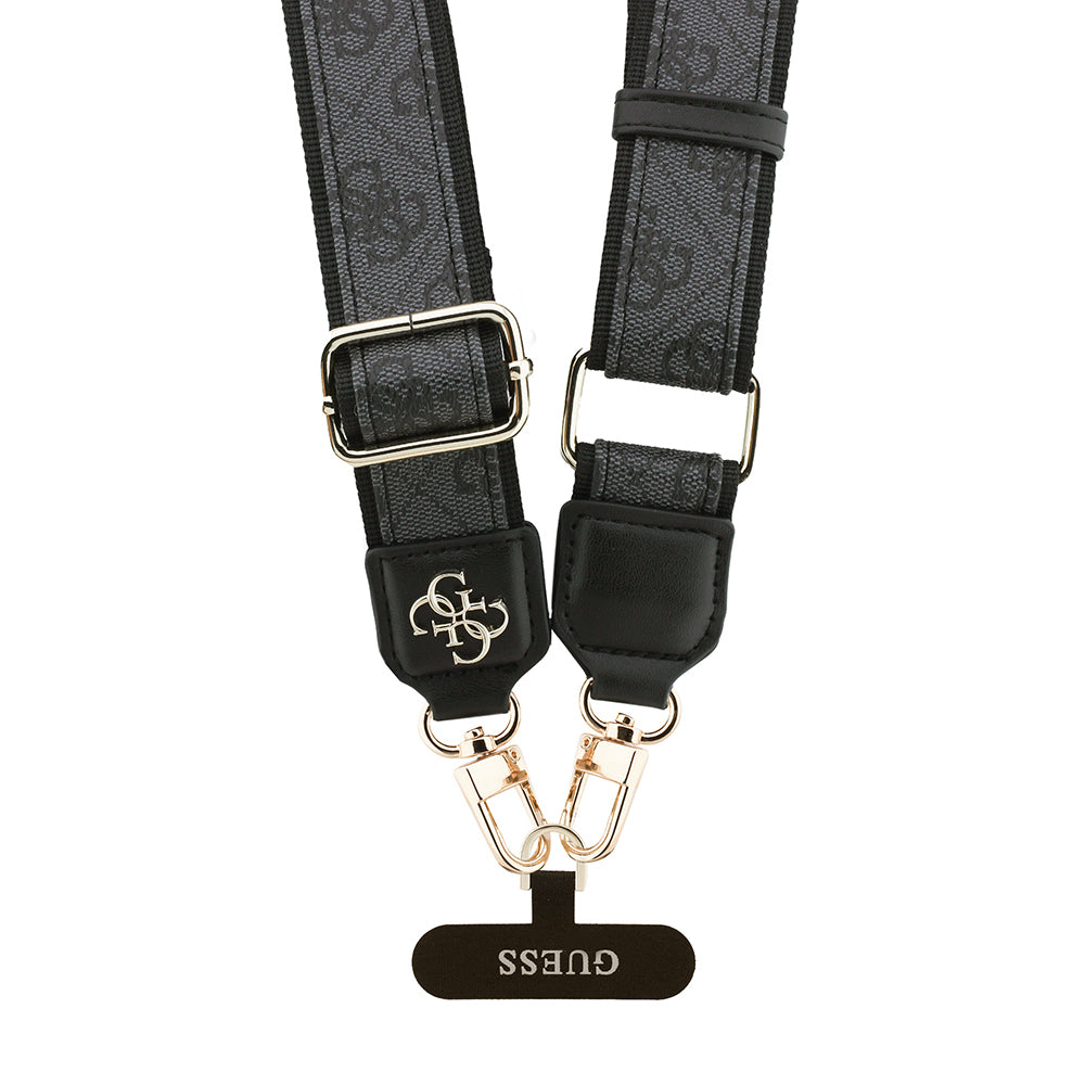 Guess Orjinal Lisanslı 4G Desen ve Metal Logolu Çapraz Vücut Telefon Askı Kayışı 150cm