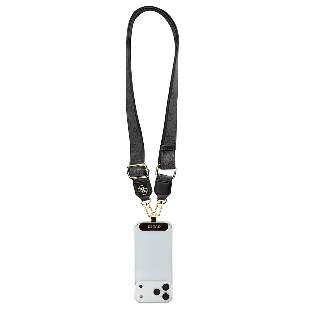 Guess Orjinal Lisanslı 4G Desen ve Metal Logolu Çapraz Vücut Telefon Askı Kayışı 150cm