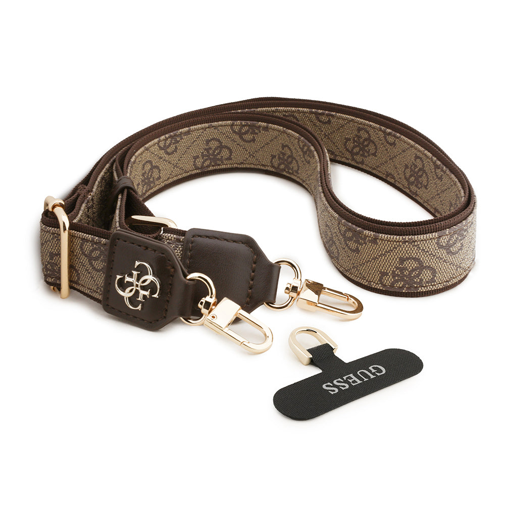 Guess Orjinal Lisanslı 4G Desen ve Metal Logolu Çapraz Vücut Telefon Askı Kayışı 150cm