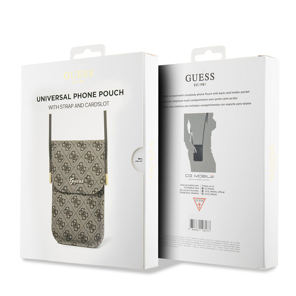 Guess Orjinal Lisanslı 4G Desenli Metal Yazı Logolu Askılı Mıknatıs Kılıflı Çanta