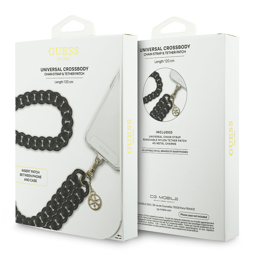 Guess Orjinal Lisanslı 4G Metal Logolu Büyük Zincirli Çapraz Vücut Telefon Askı Kayışı 120cm
