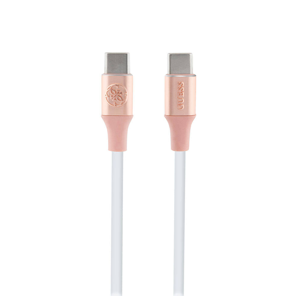 Guess Orjinal Lisanslı 4G ve Yazı Logolu Aydınlatmalı Kablo Ucu Hızlı Şarj Özellikli Type-C To Type-C PD Kablo 3A 1.5m - 1