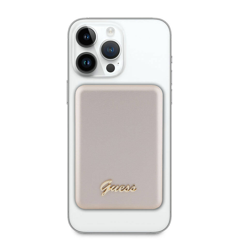 Guess Orjinal Lisanslı M-safe Şarj Özellikli Metal Yazı Logolu Powerbank 5000mAh 15W