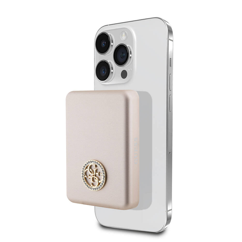 Guess Orjinal Lisanslı M-safe Şarj Özellikli Taşlı 4G Logolu Powerbank 5000mAh 15W